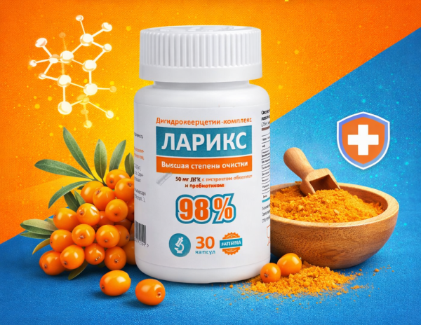 дигидрокверцетин 98% с облепиховым порошком добавка Ларикс